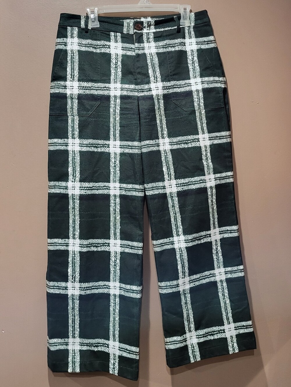 The Kit, Tracee pant Green & White Plaid size 14